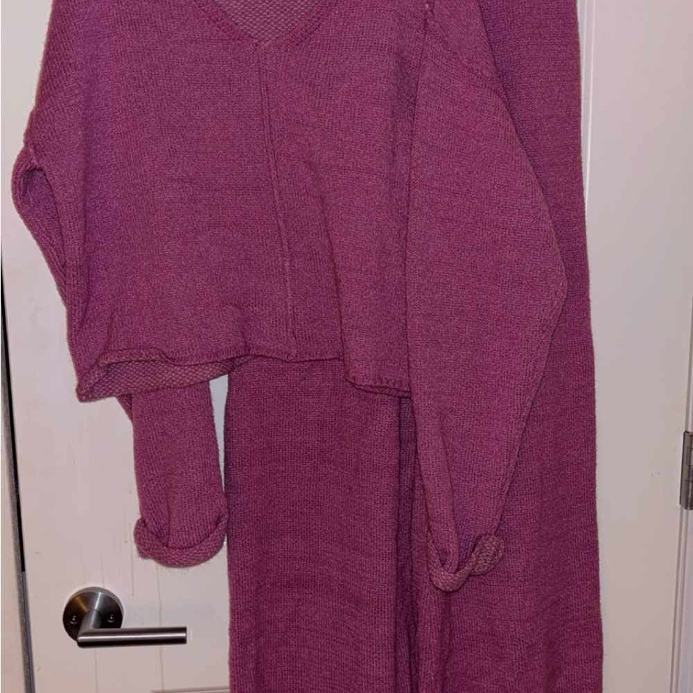 Purple Knit Sweater and Skirt Set